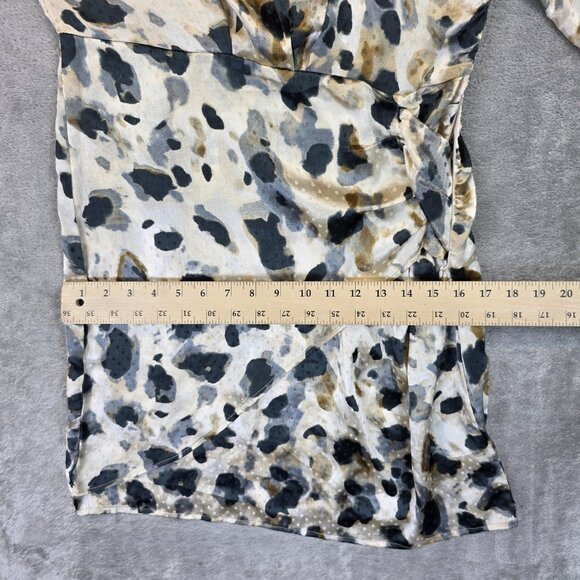Wardrobe Dress Womens Medium Animal Print Long Sleeve Button Front Ruched Wrap - Picture 7 of 13